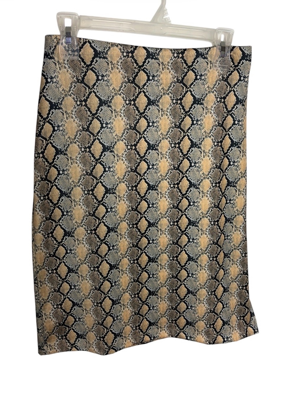 Vintage 90s/Y2K tan & black snake skin pencil skirt with side slit size S